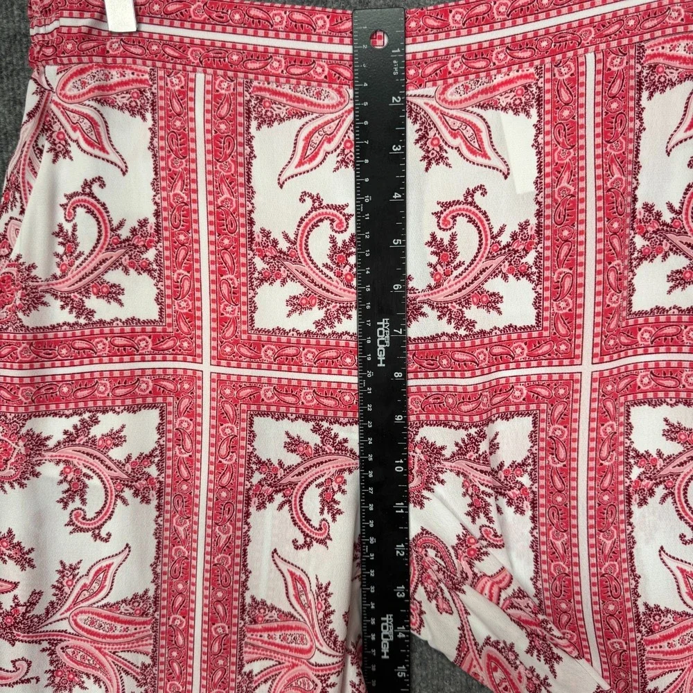 Michael Michael Kors Pants Womens Large Pink Print Wide Leg Crop Palazzo Pull On